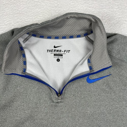 Nike Pullover Mens Large Therma-Fit 1/4 Zip Gray Blue Fleece Athletic Top - Picture 4 of 10