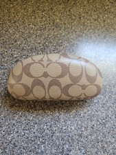 Coach Signature Tan Brown Hard Clamshell Eye Glasses Sunglasses Case Great Cond