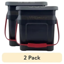 (2 pack) 5 Gallon Heavy Duty Plastic Bucket Tote Stacking Storage Black Portable