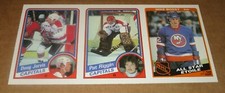 1984-85 OPC HOCKEY UNCUT SHEET OF 3 MIKE BOSSY DOUG JARVIS PAT RIGGINS