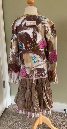 INDYGO ARTWEAR Hand Painted Copper Floral Twirl Skirt Set Outfit~NWT~Sz 6x~$108 - Picture 3 of 5