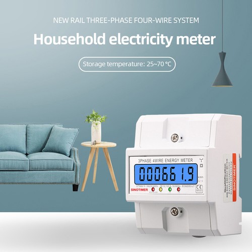 LCD Backlight 3 Phase 4 Wires Electric Energy Meter 50/60HZ KWh Meter for Indoor - Picture 2 of 18