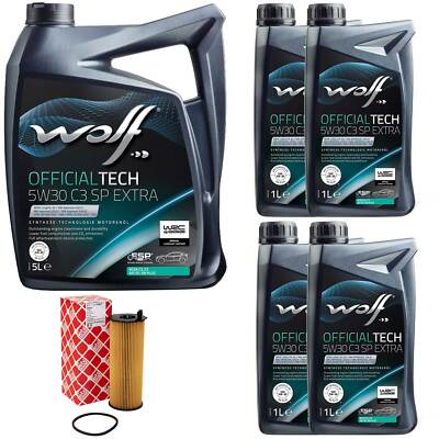 Motoröl Set WOLF C3 SP EXTRA SAE 5W30 9 Liter + Ölfilter für Audi A6 A8 2.7 3.0