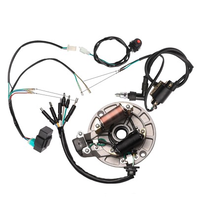 Magneto Stator Flywheel Rotor Kit Copper Aluminum Kick Start Engine Magneto Stator Plate Magneto Flywheel for 90cc 110cc 125cc 140cc Kick Start Engine PIT PRO PIT Bike