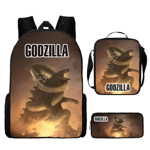 Mochila 3D Godzilla vs Kong Bolsa de libros escolares Mochila Bolsa de almuerzo Estuche para lápices Regalo - Imagen 21 de 50