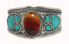 Quartz Bracelet Cuff Bracelet Silver Bracelet Boho Bracelet Turquoise Bracelet