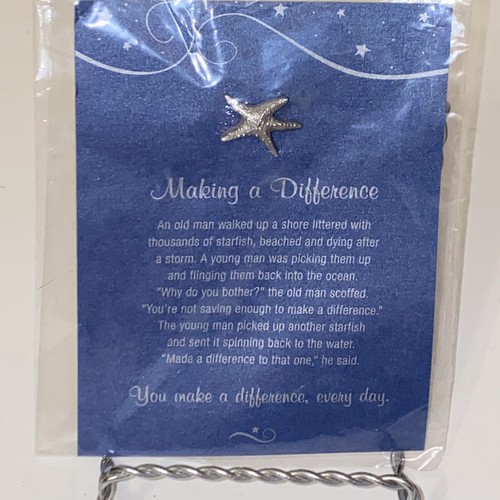 Making a difference pewter starfish pin with inspirational poem by