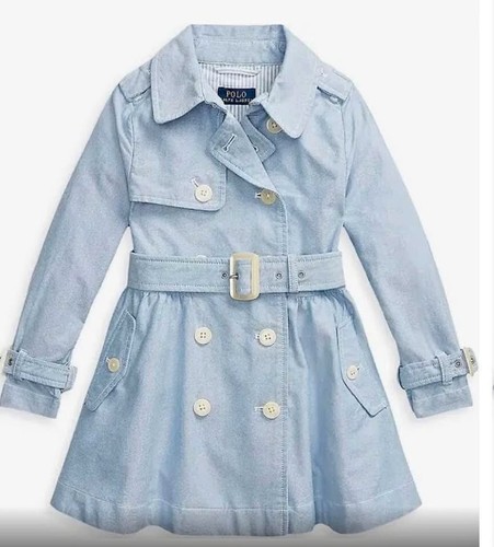 Ralph Lauren Girls Trench Coat Blue Size 7 MSRP $170
