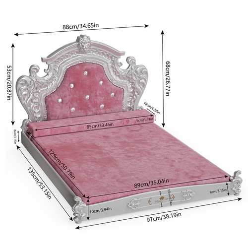 Cama para perros rosa terciopelo XXL XL L sofá para perros sofá para perros cojín para perros de felpa lavable - Imagen 13 de 17