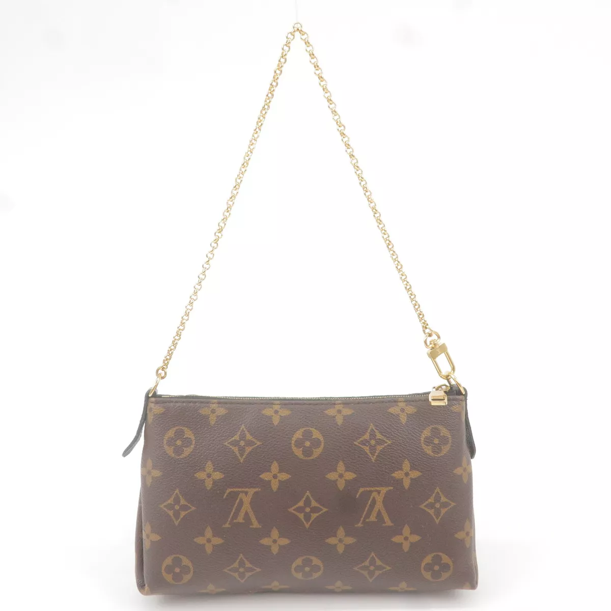 LOUIS VUITTON Pallas Monogram Canvas Clutch Crossbody Bag Brown