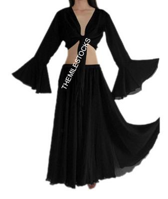 TMS Multi Ruffle Full Circle Skirt Belly Dance Tribal Jupe Robe Flamenco Costume - Foto 8