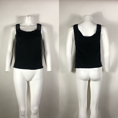 Vtg Christian Dior by John Galliano Black Crystal Mesh Tank Top XS