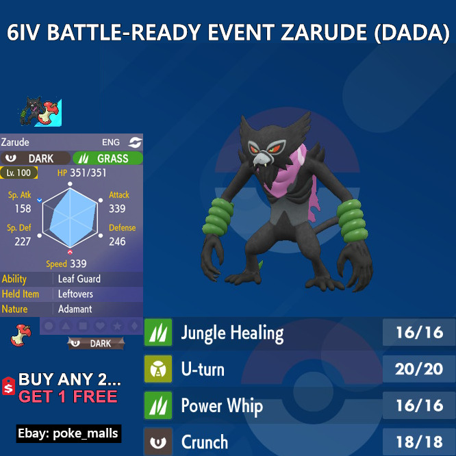 Zarude (6IV, Event, Battle Ready) - Pokemon Sword and Shield