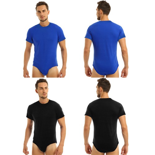 Mens Adults Short Sleeves Button Crotch 