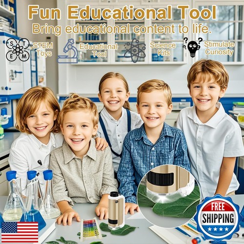 Pocket Microscope for Kids, SETFLAGS Kids Microscope with 12 Specimen Slides, - Picture 2 of 5