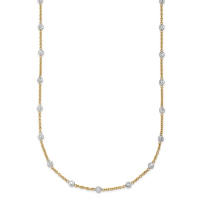 18K Two-tone Gold Diamond Stations Necklace 24