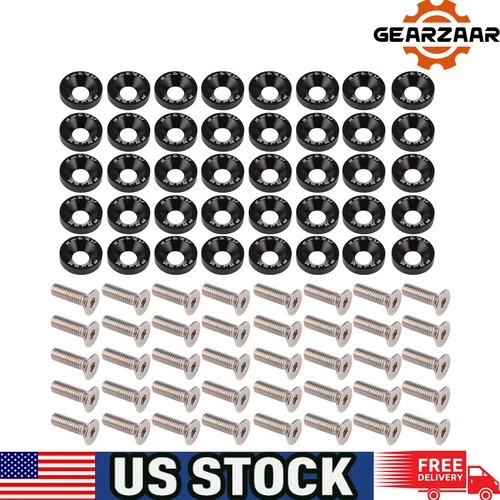 40 x JDM Billet Aluminum Fender Bumper Washer Bolt Engine Fender Bumper Washer