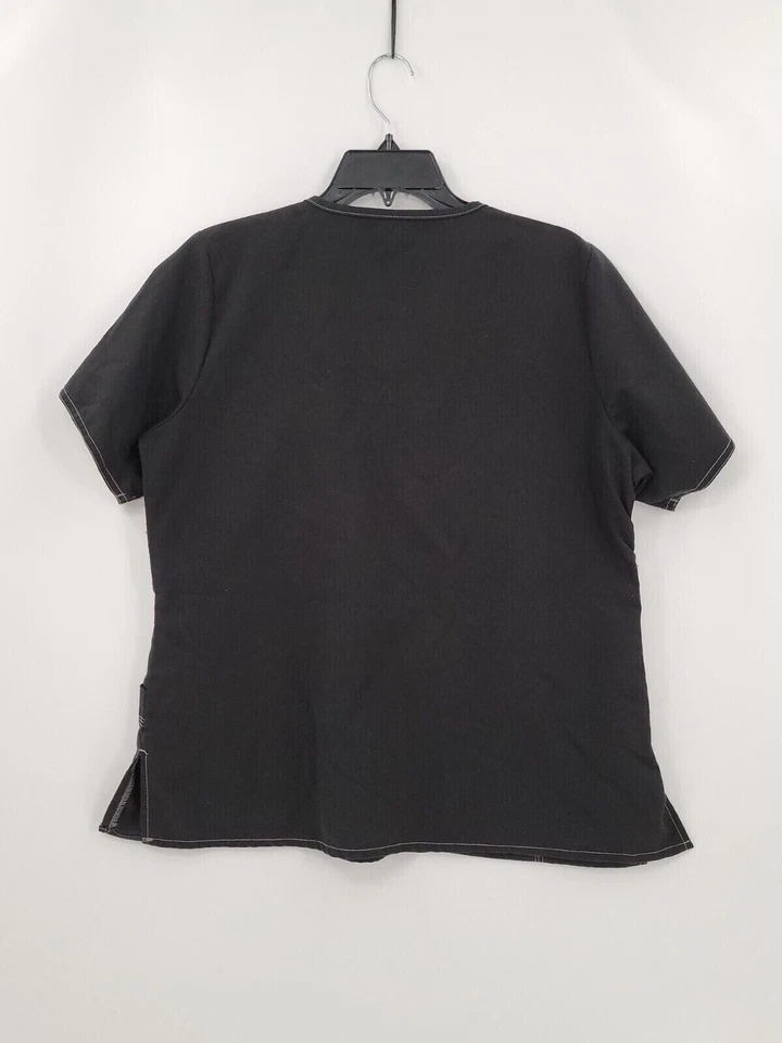 Blusa Médica M&M para Mujer Talla Grande Color Negro Manga Corta Multi Bolsillos Cuello en V Foto 2 de 4