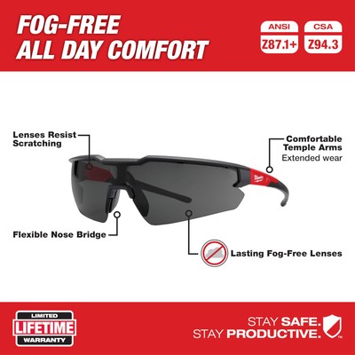 Milwaukee 48-73-2018 Safety Glasses - Tinted Fog-Free Lenses | eBay