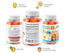 Kids Vitamin D3 Gummies Bone Immune Support 60 Gummies Exp 03-27