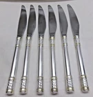 6 GOLDEN AEGEAN WEAVE DINNER KNIVES-ELEGANT/RICH 1970 WALLACE FINE