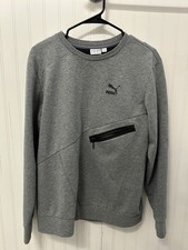 Puma Men  s Gray Active Weather Pullover Crewneck Sweatshirt Size Medium