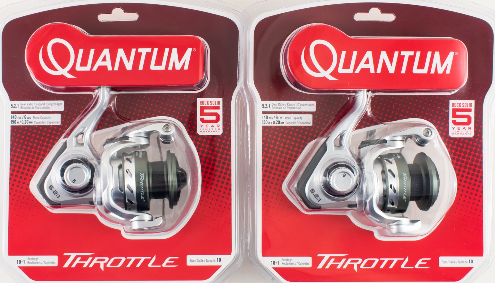 (Lot Of 2) Quantum Throttle 10 5.2:1 Gear Ratio Spinning Reel Clam Pack