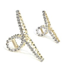 2Pcs Gold Rhinestone Hair Claw Clips, Large Metal Hair Claw bright rhinestone