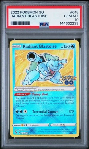 2022 POKEMON GO #018 RADIANT BLASTOISE PSA 10