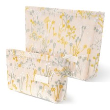 Embroidery Large Cosmetic Bag, Flower Travel Makeup Bags Organizers with Smal...