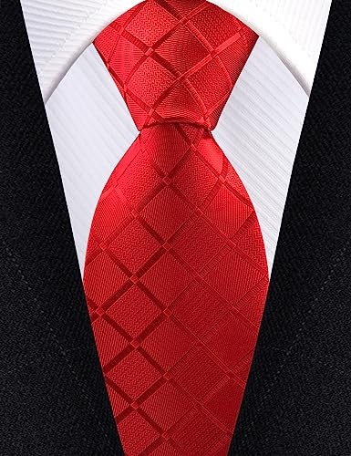 3.15"(8cm) Fashion Striped PaisleyTies Mens Plaid Flower Necktie for Red Plaid - Picture 5 of 5