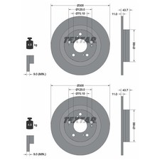 2X TEXTAR BREMSSCHEIBEN HINTEN 305mm VOLL PASSEND FÜR HONDA CIVIC | 92308403