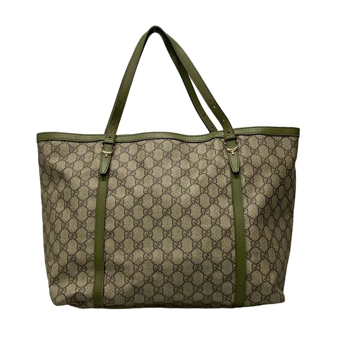 Auth GUCCI GG Plus/GG Supreme 309613 marron foncé vert PVC cuir  