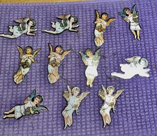 11- Rare Vintage Commodore Mfg. Corp 1987 Gold Foiled Angel Christmas Ornaments