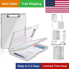 Clipboard with Storage,Heavy Duty Clip Boards 8.5x11 with 2 Storage Case,Clea...
