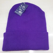 NEW LJL Heavy Weight Hat Skull Ski Cap No Pom Pom Beanie BRIGHT Purple