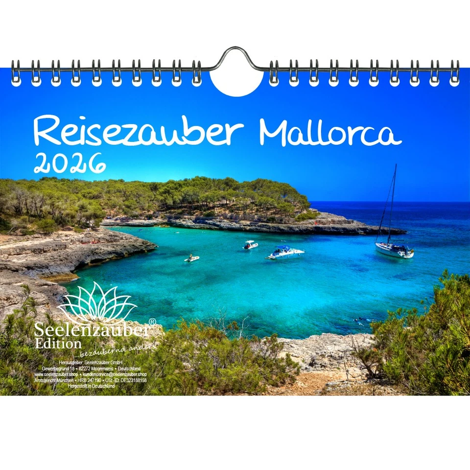 Reisezauber Mallorca DIN A5 Kalender für 2026 Palma Urlaub Mediterran Spanien - 