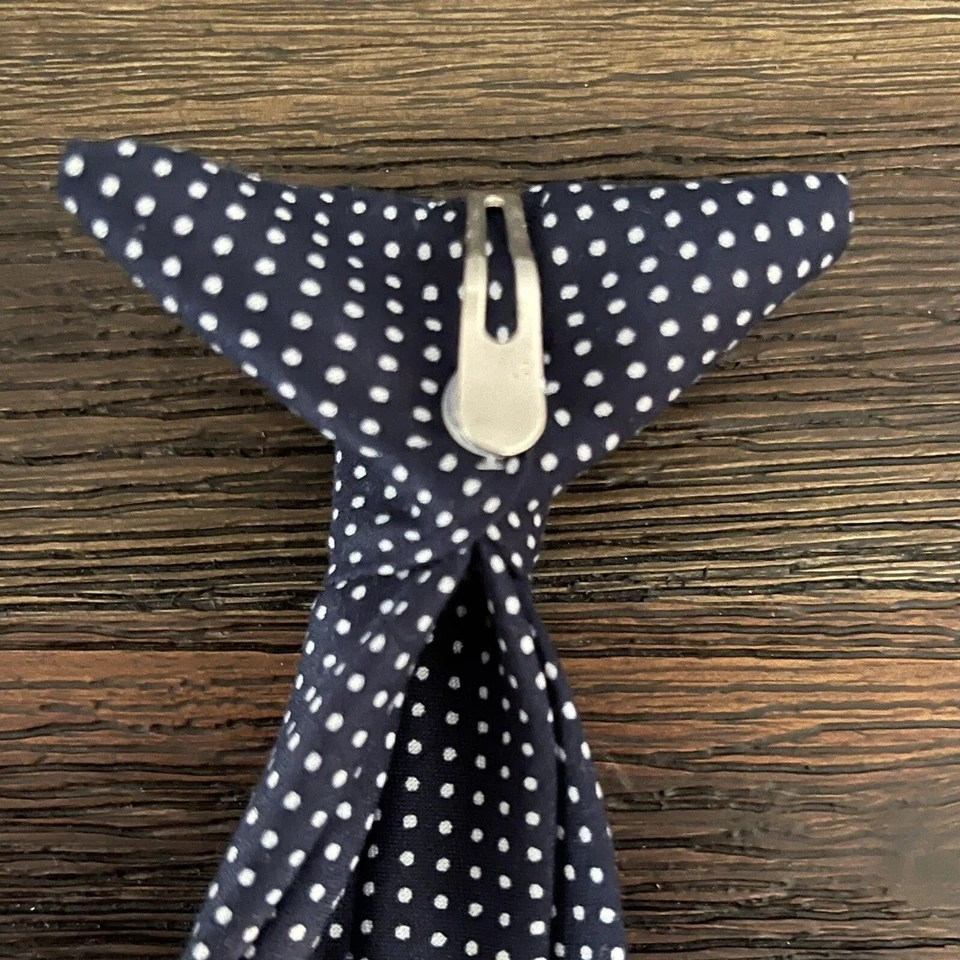 Boys Blue and White Polka Dot Clip on Neck Tie 10” - Image 4 of 4