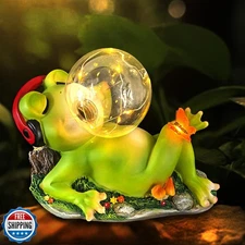 qiujonvy Solar Garden Outdoor Statues Frog, Lawn Decor Frogs Stat