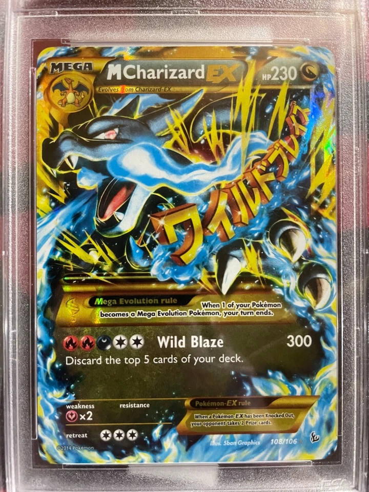 2014 POKEMON XY FLASHFIRE M CHARIZARD EX #108/106 SECRET RARE PSA 9 - Image 2 of 3