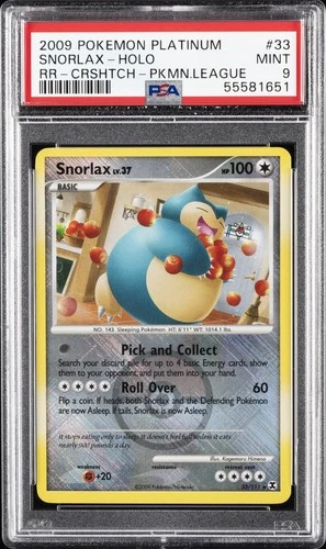 2009 POKEMON PLATINUM RISING RIVALS #33 SNORLAX-HOLO PSA 9