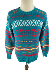 Gap Mens M Vtg 80s Aztec Fair Isle Cotton Knit Pullover Sweater Grandpa 90s
