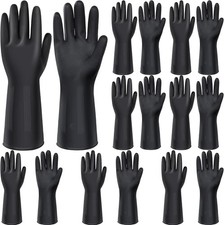 Chumia 8 Pairs Chemical Resistant Latex Gloves Heavy Duty Black Rubber Gloves...