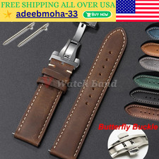 Genuine Calfskin Leather Watch Band 18mm 20mm 22mm 24mm Butterfly Buckle Strap