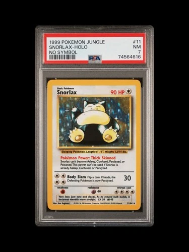 1999 POKEMON JUNGLE NO SYMBOL #11 SNORLAX-HOLO PSA 7