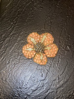 Vintage Ciner hemisphere coral Broach 1980