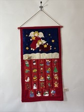Vintage Dan Dee Fabric Wall Hanging Angel Christmas Advent Calendar Pockets