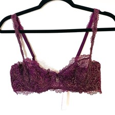 Savage X Fenty Balconette Bra 34C Romantic Corded Lace Unlined Underwire Purple