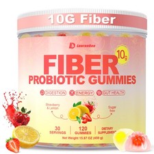 10g Fiber Gummies for Adults with 60 Billion CFU Probiotics, Sugar Free Fiber...
