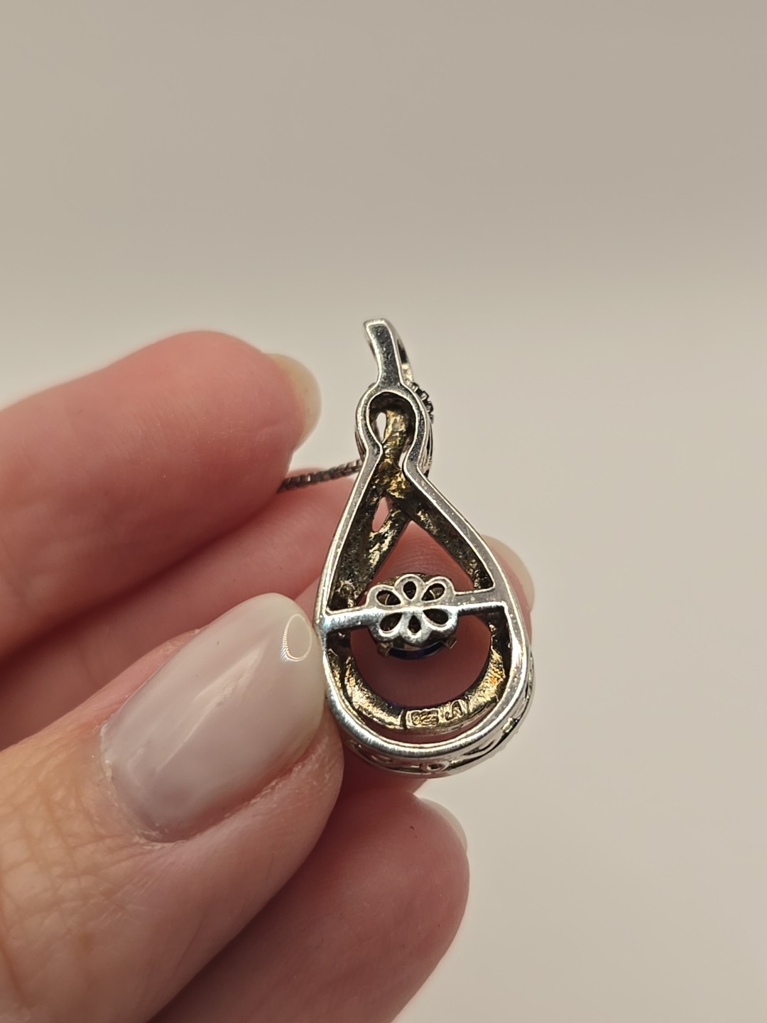 Sterling Silver Lab Created Floating Sapphire Dia… - image 4